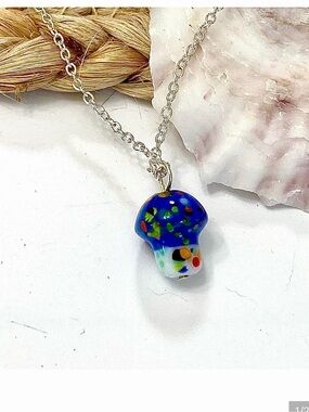 Colorful Spotted Glass Mushroom Necklace